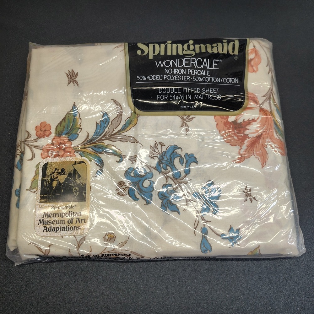 Vintage Springmaid metropolitan Museum of art Double fitted sheet